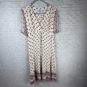 NOA NOA Baby Doll Tiered Dress Sz M Whimsy Faux Wrap Rockabilly Polka Dots Sheer